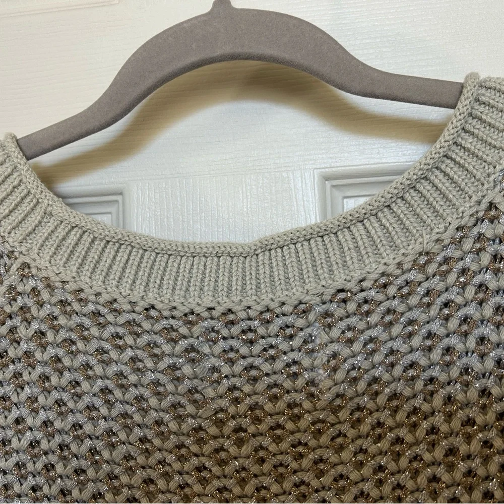 Banana Republic Heritage metallic knit short sleeve sweater shirt top sz M